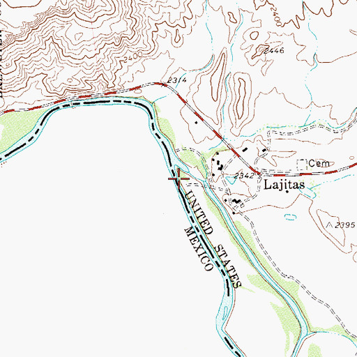Topographic Map of Lajitas Crossing, TX