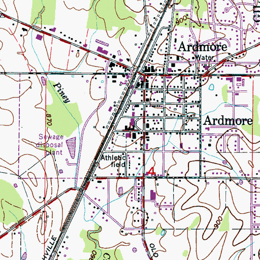 Topographic Map of Ardmore High School, AL