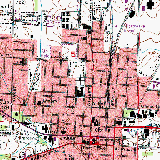 Topographic Map of Athens Graded School (historical), AL