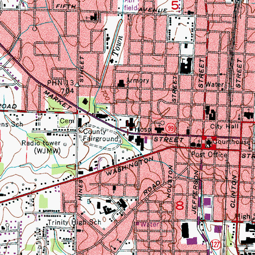 Topographic Map of Athens - Limestone Hospital, AL