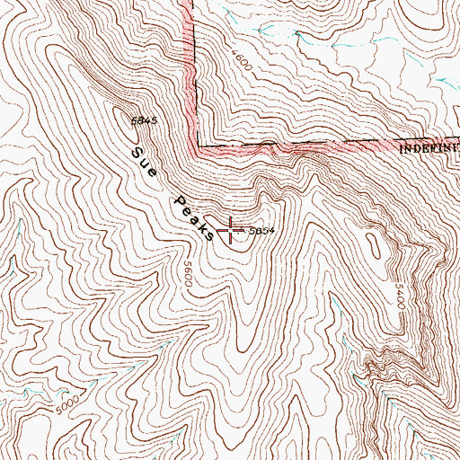 Topographic Map of Sue Peaks, TX