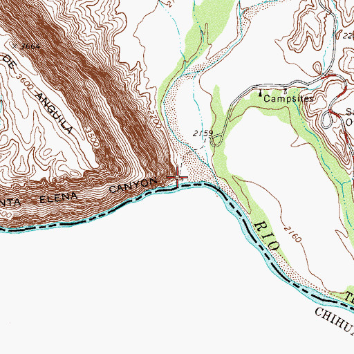 Topographic Map of Santa Elena Canyon, TX