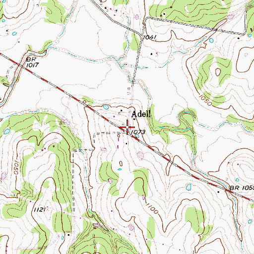 Topographic Map of Adell, TX