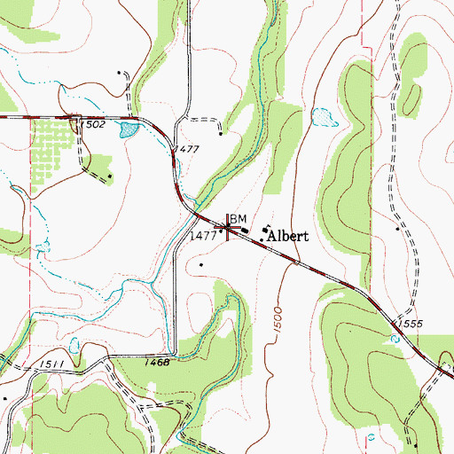 Topographic Map of Albert, TX