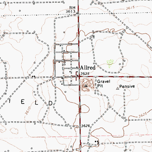 Topographic Map of Allred, TX
