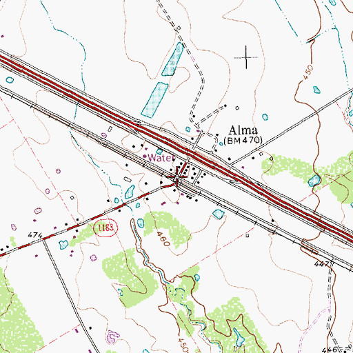 Topographic Map of Alma, TX