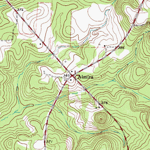Topographic Map of Almira, TX