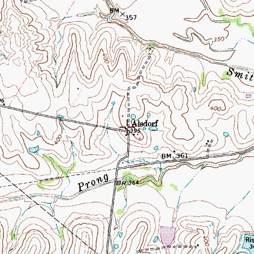 Topographic Map of Alsdorf, TX