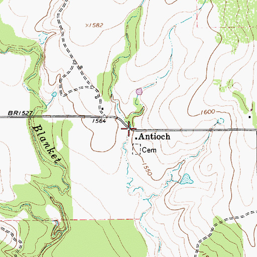 Topographic Map of Antioch, TX