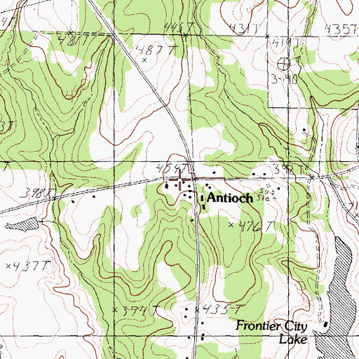 Topographic Map of Antioch, TX