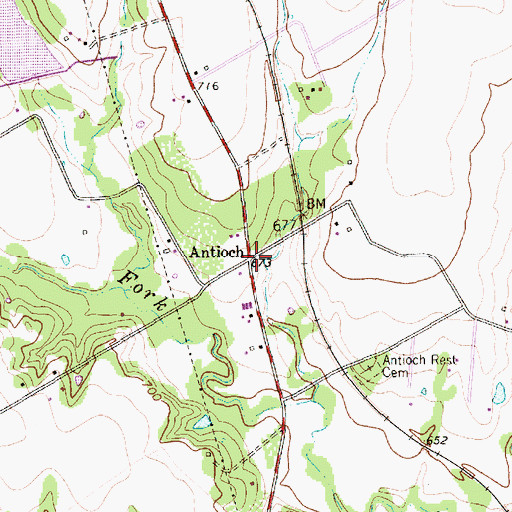 Topographic Map of Antioch, TX