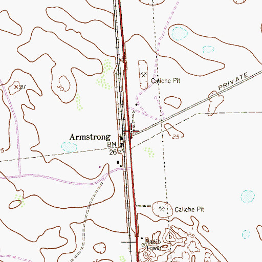 Topographic Map of Armstrong, TX