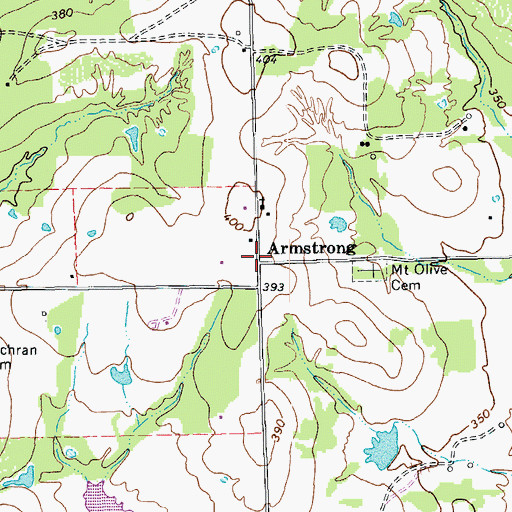 Topographic Map of Armstrong, TX