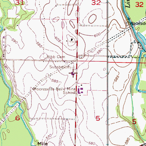 Topographic Map of Belmor Church, AL