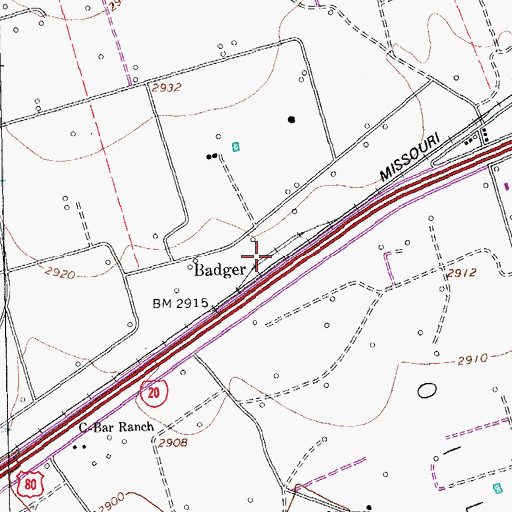 Topographic Map of Badger, TX