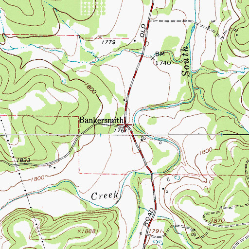 Topographic Map of Bankersmith, TX