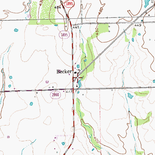 Topographic Map of Becker, TX