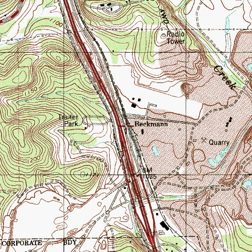 Topographic Map of Beckmann, TX