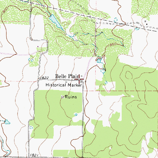 Topographic Map of Belle Plain, TX