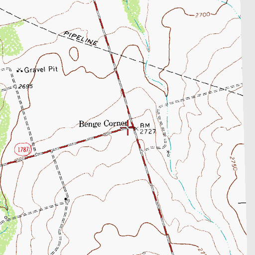 Topographic Map of Benge Corner, TX