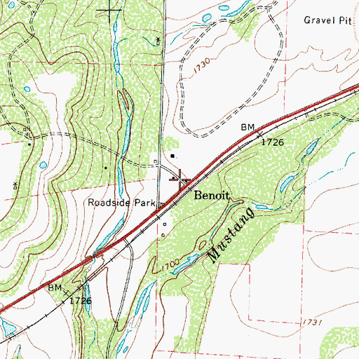 Topographic Map of Benoit, TX