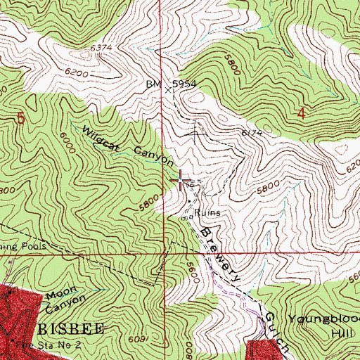 Topographic Map of Wildcat Canyon, AZ