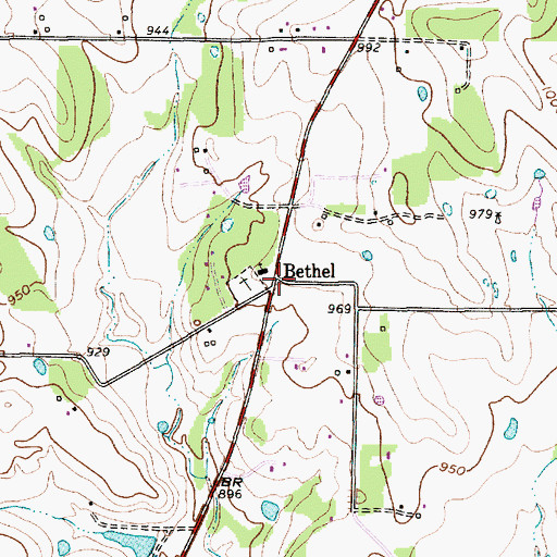 Topographic Map of Bethel, TX