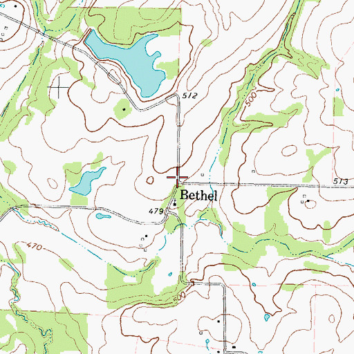 Topographic Map of Bethel, TX