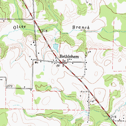 Topographic Map of Bethlehem, TX