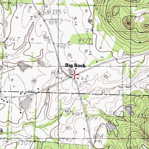 Topographic Map of Big Rock, TX