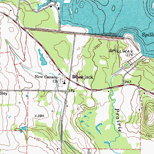 Topographic Map of Blackjack, TX