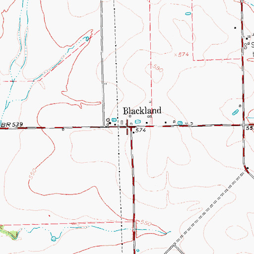 Topographic Map of Blackland, TX