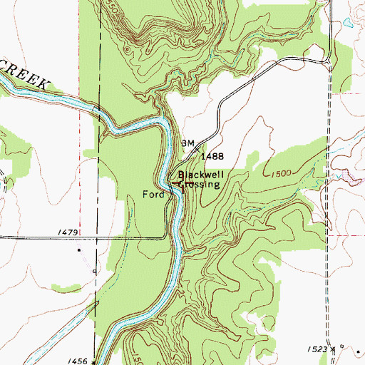 Topographic Map of Blackwell Crossing, TX