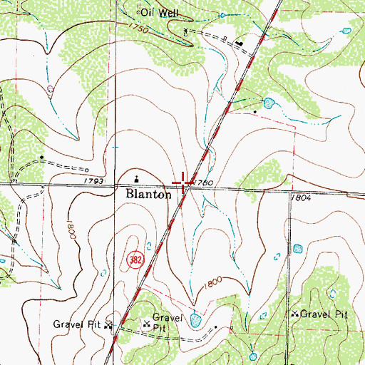 Topographic Map of Blanton, TX