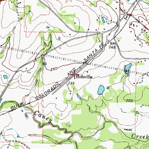 Topographic Map of Bobville, TX