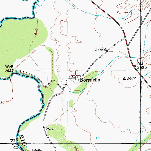 Topographic Map of Borrachio, TX