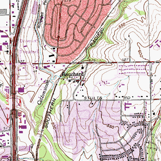 Topographic Map of Bouchard, TX