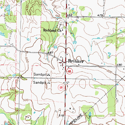 Topographic Map of Brinker, TX