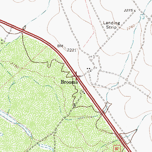 Topographic Map of Broome, TX