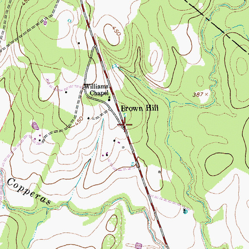 Topographic Map of Brown Hill, TX