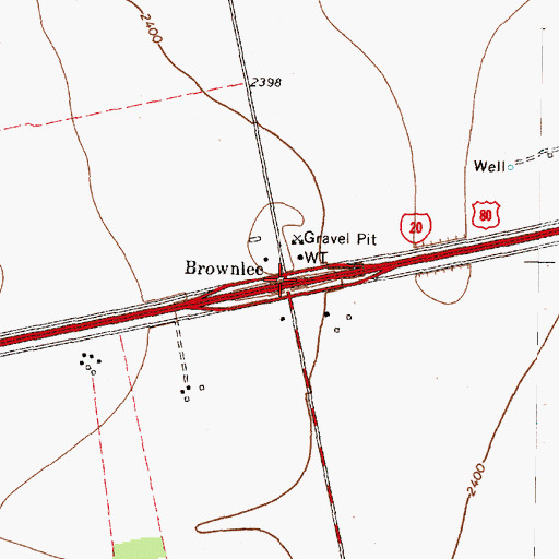 Topographic Map of Brownlee, TX