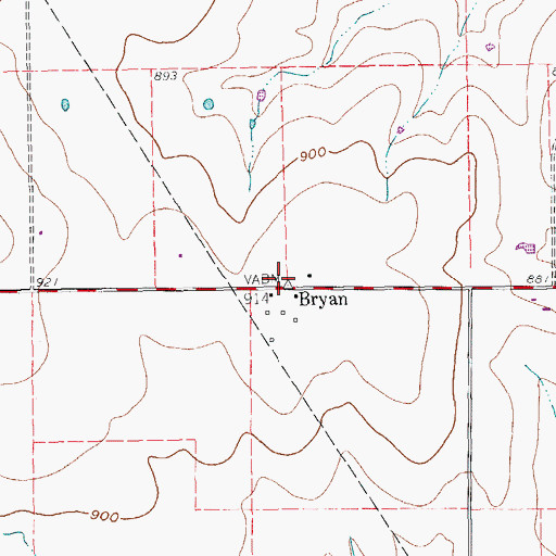 Topographic Map of Bryan, TX