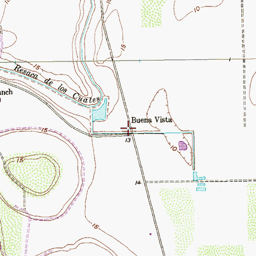 Topographic Map of Buena Vista, TX