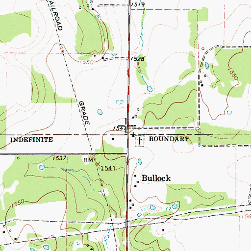 Topographic Map of Bullock, TX