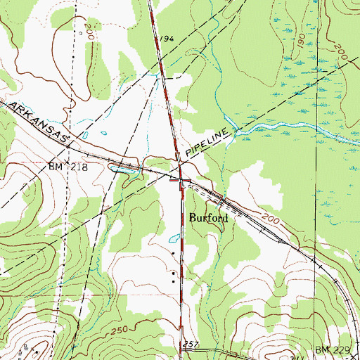 Topographic Map of Burford, TX