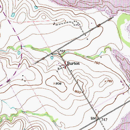 Topographic Map of Burton, TX