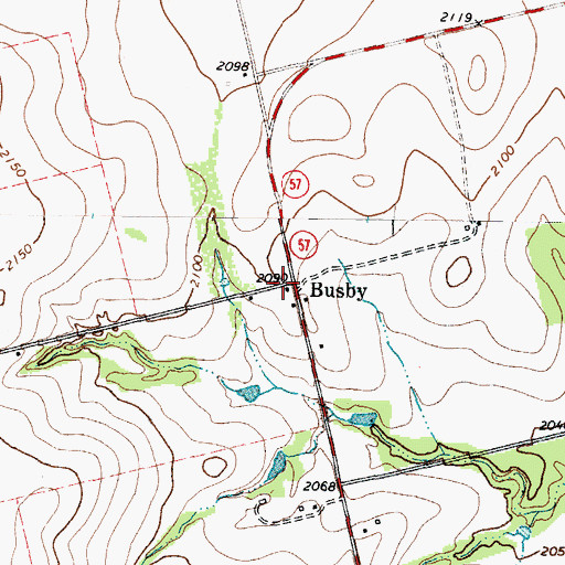 Topographic Map of Busby, TX