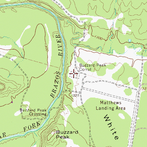 Topographic Map of Buzzard Peak Corral, TX