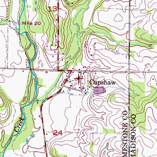 Topographic Map of Capshaw Baptist Church, AL