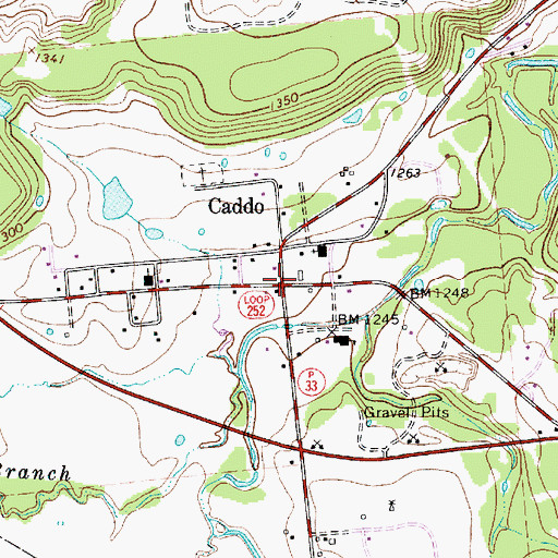 Topographic Map of Caddo, TX